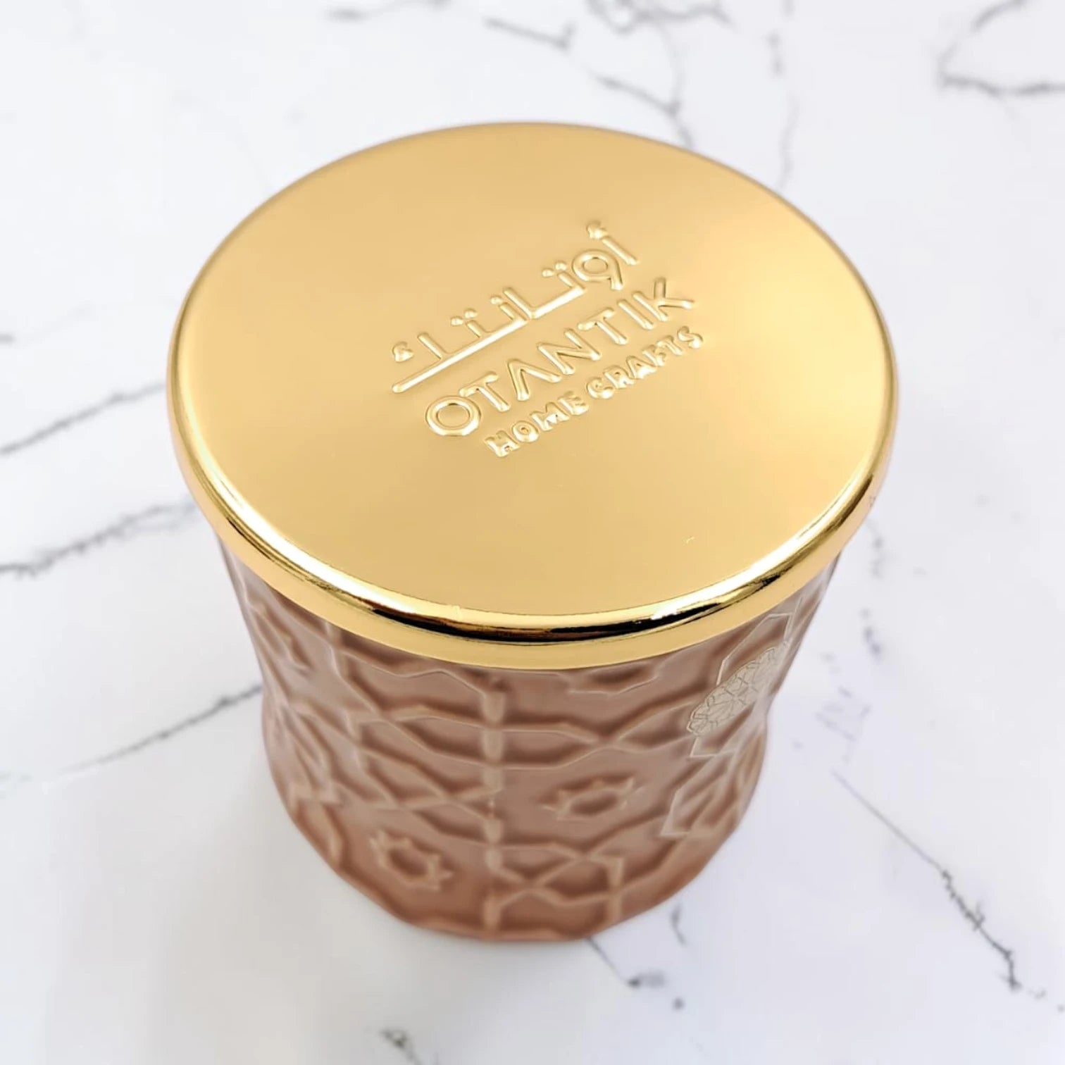 OTANTIK Home Crafts Rosette Luxury Scented Candle with Lid, Decorative Embossed Jar Aromatherapy Candle for Home Décor (7H x 6.5L × 6.5W CM) - Damoo