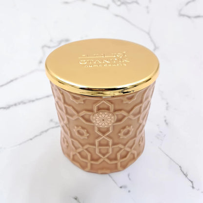 OTANTIK Home Crafts Rosette Luxury Scented Candle with Lid, Decorative Embossed Jar Aromatherapy Candle for Home Décor (7H x 6.5L × 6.5W CM) - Damoo