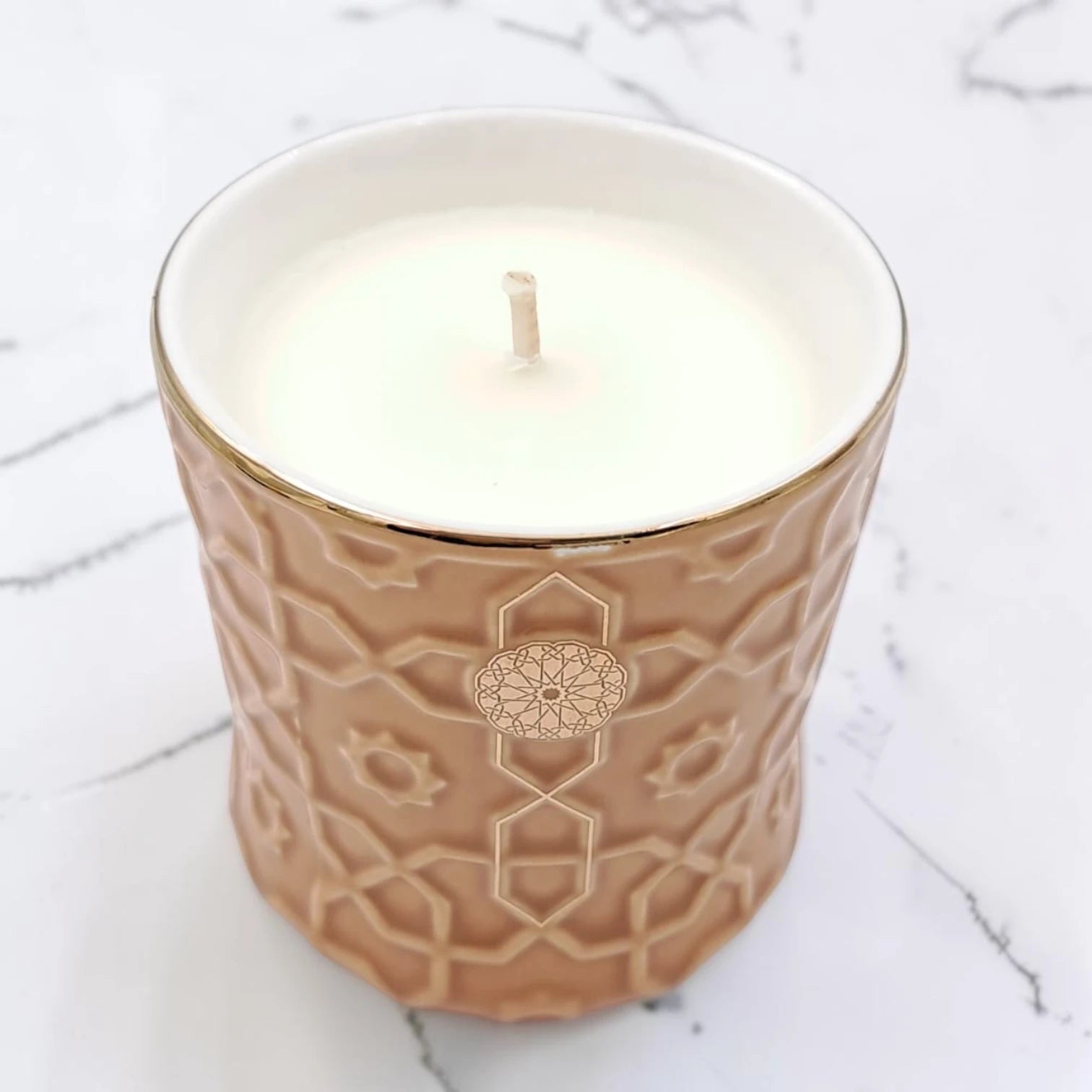 OTANTIK Home Crafts Rosette Luxury Scented Candle with Lid, Decorative Embossed Jar Aromatherapy Candle for Home Décor (7H x 6.5L × 6.5W CM) - Damoo