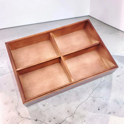 Wooden Storage Organizer Box with Transparent Glass Lid – Multi Compartment Display Case for Jewelry, Accessories, Tea Bags & Small Essentials (9H x 38L × 26W CM) - Damoo