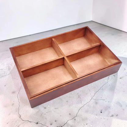 Wooden Storage Organizer Box with Transparent Glass Lid – Multi Compartment Display Case for Jewelry, Accessories, Tea Bags & Small Essentials (9H x 38L × 26W CM) - Damoo