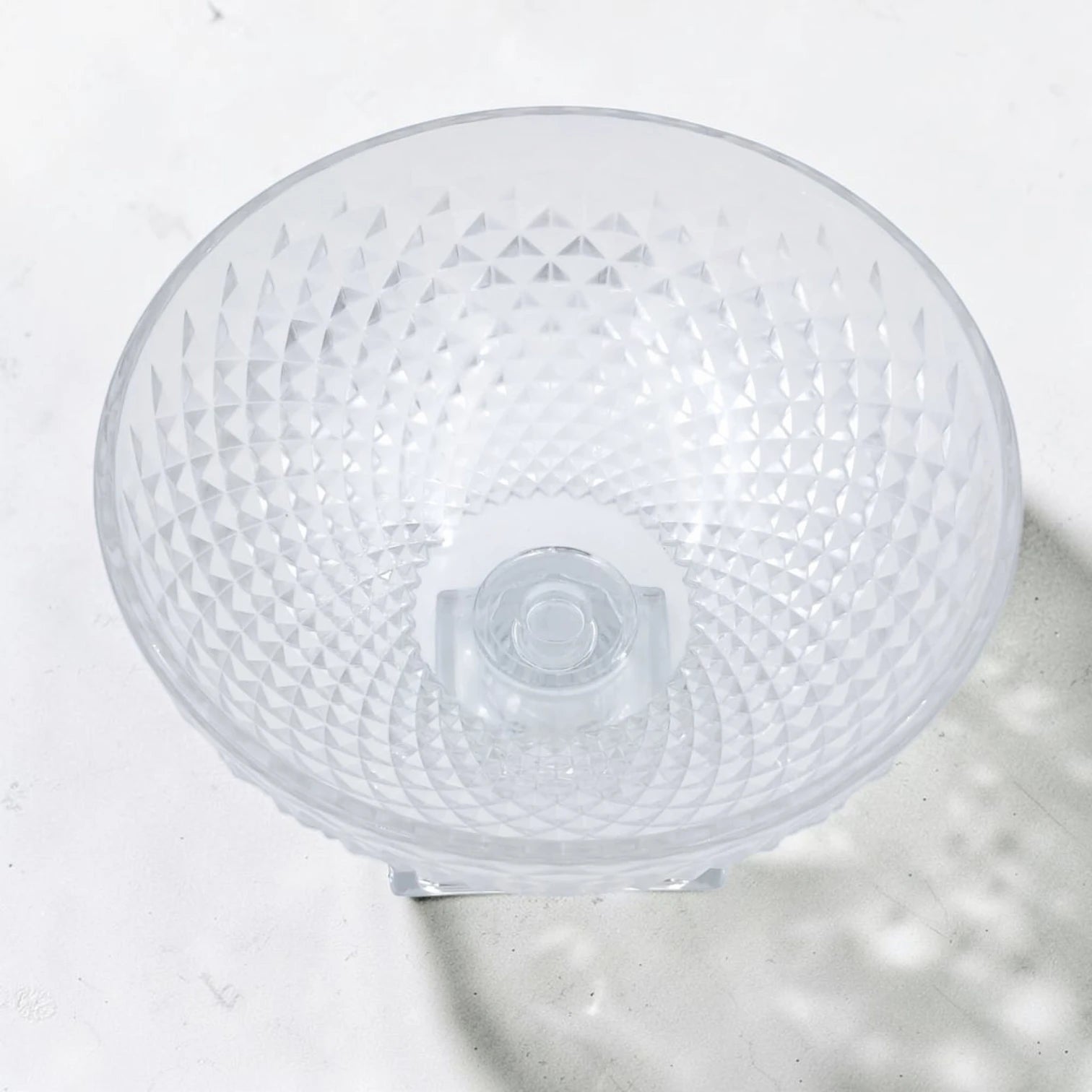 Metropolitan Clear Glass Pedestal Serving Bowl Decorative Fruit & Dessert Display Stand with Textured Diamond Pattern for Dining Table Centerpiece (18H x 23L x 23W CM x Base 10.5CM) - Damoo