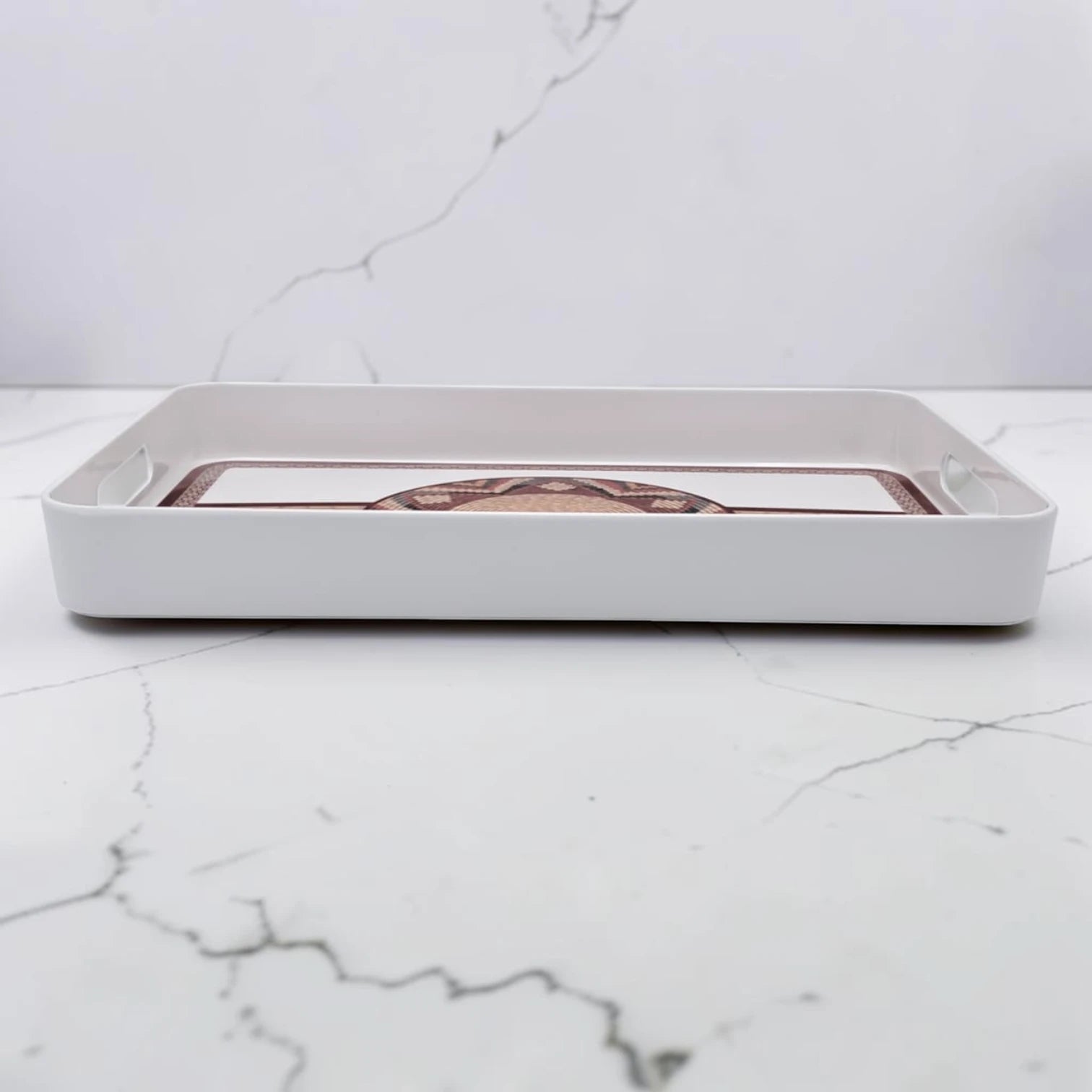 Traditional Arabic Pattern Serving Tray with Built-In Handles – Rectangular Decorative Serving Tray for Tea, Coffee, Snacks & Home Décor (5H x 43L x 29W CM)