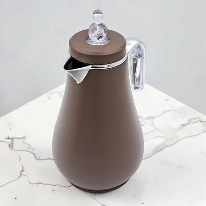 Premium Vacuum Flask Set 2 Pcs 1.0L + 0.7L Glass Liner Thermal Coffee & Tea Server Set with Elegant Handle, Insulated Hot & Cold Beverage Carafes for Home Hospitality and Gatherings