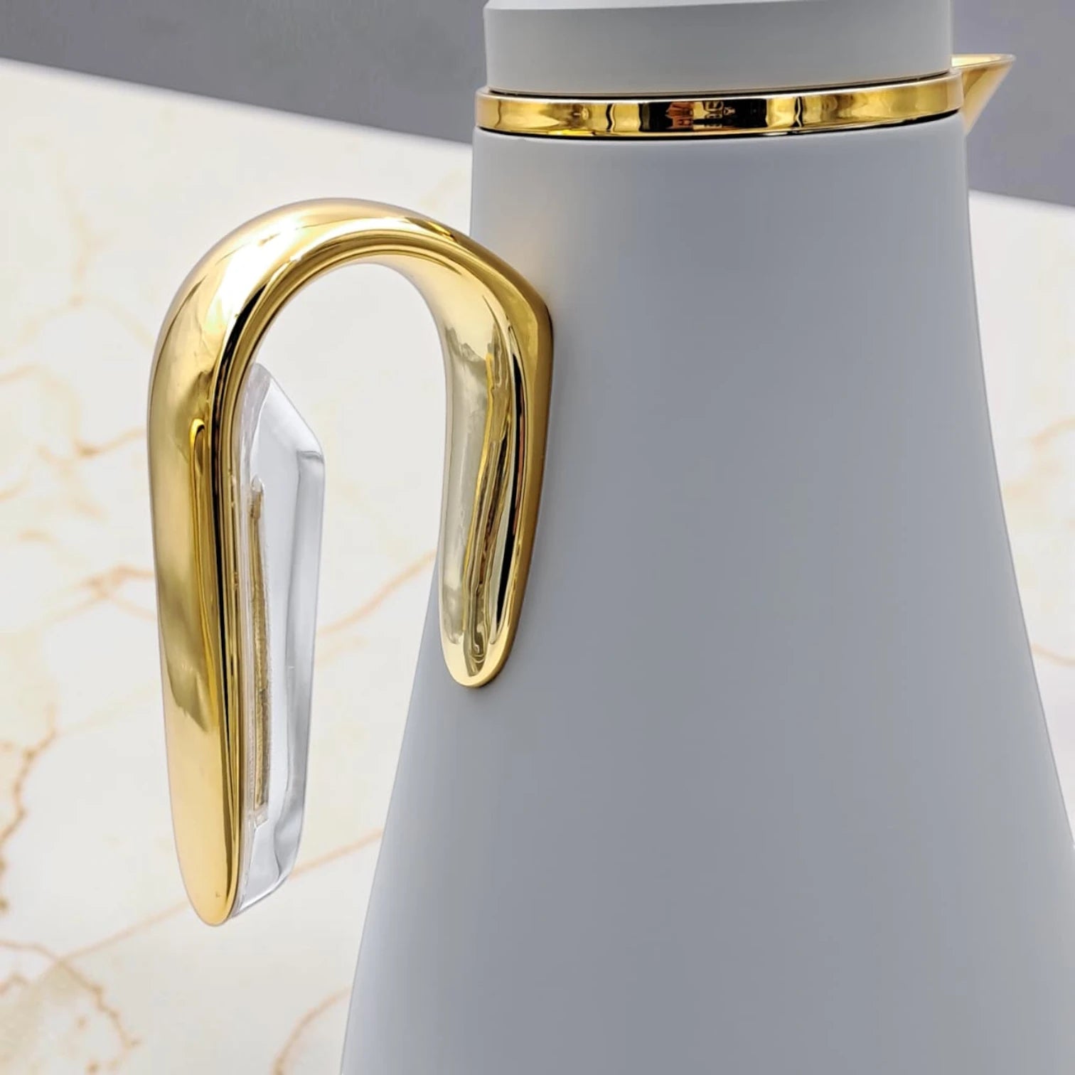 Luxury Vacuum Flask Set 1.0L + 0.7L Thermal Coffee & Tea Server Set with Decorative Crystal Lid and Elegant Handle Design