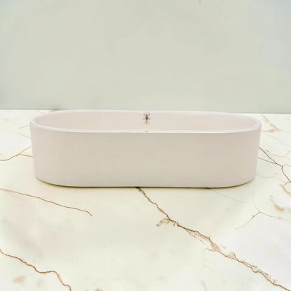Modern Oval Storage Tray with Clear Acrylic Lid and Knob Handle – Multi-Purpose Countertop Organizer for Kitchen, Bathroom, Vanity & Home Storage (8H x 35L × 18W CM)