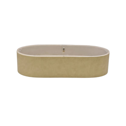 Modern Oval Storage Tray with Clear Acrylic Lid and Knob Handle – Multi-Purpose Countertop Organizer for Kitchen, Bathroom, Vanity & Home Storage (8H x 35L × 18W CM)
