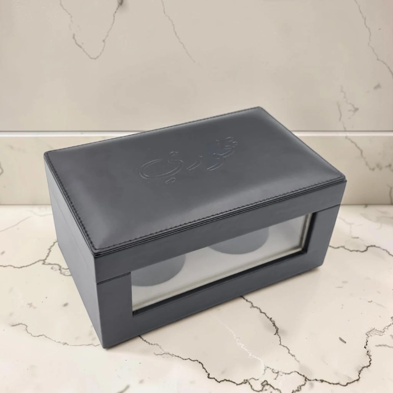 Luxury Faux Leather Mabkhara & Bakhoor Storage Box Set with Glass Front Display, Stainless Steel Incense Burner Cup and Covered Bakhoor Container, Home Majlis Ramadan Gift Set, Available in Multiple Colors (13H x 27L × 16.5W CM)