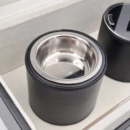Luxury Faux Leather Mabkhara & Bakhoor Storage Box Set with Glass Front Display, Stainless Steel Incense Burner Cup and Covered Bakhoor Container, Home Majlis Ramadan Gift Set, Available in Multiple Colors (13H x 27L × 16.5W CM)