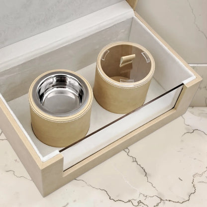 Luxury Faux Leather Mabkhara & Bakhoor Storage Box Set with Glass Front Display, Stainless Steel Incense Burner Cup and Covered Bakhoor Container, Home Majlis Ramadan Gift Set, Available in Multiple Colors (13H x 27L × 16.5W CM)
