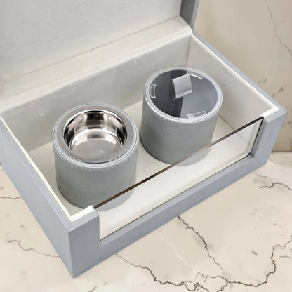 Luxury Faux Leather Mabkhara & Bakhoor Storage Box Set with Glass Front Display, Stainless Steel Incense Burner Cup and Covered Bakhoor Container, Home Majlis Ramadan Gift Set, Available in Multiple Colors (13H x 27L × 16.5W CM)