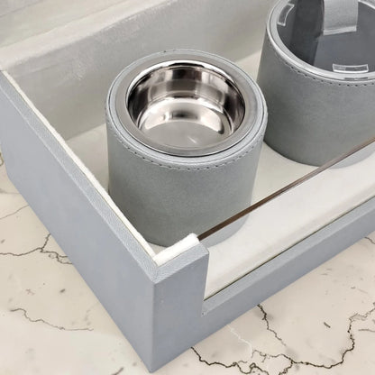 Luxury Faux Leather Mabkhara & Bakhoor Storage Box Set with Glass Front Display, Stainless Steel Incense Burner Cup and Covered Bakhoor Container, Home Majlis Ramadan Gift Set, Available in Multiple Colors (13H x 27L × 16.5W CM)