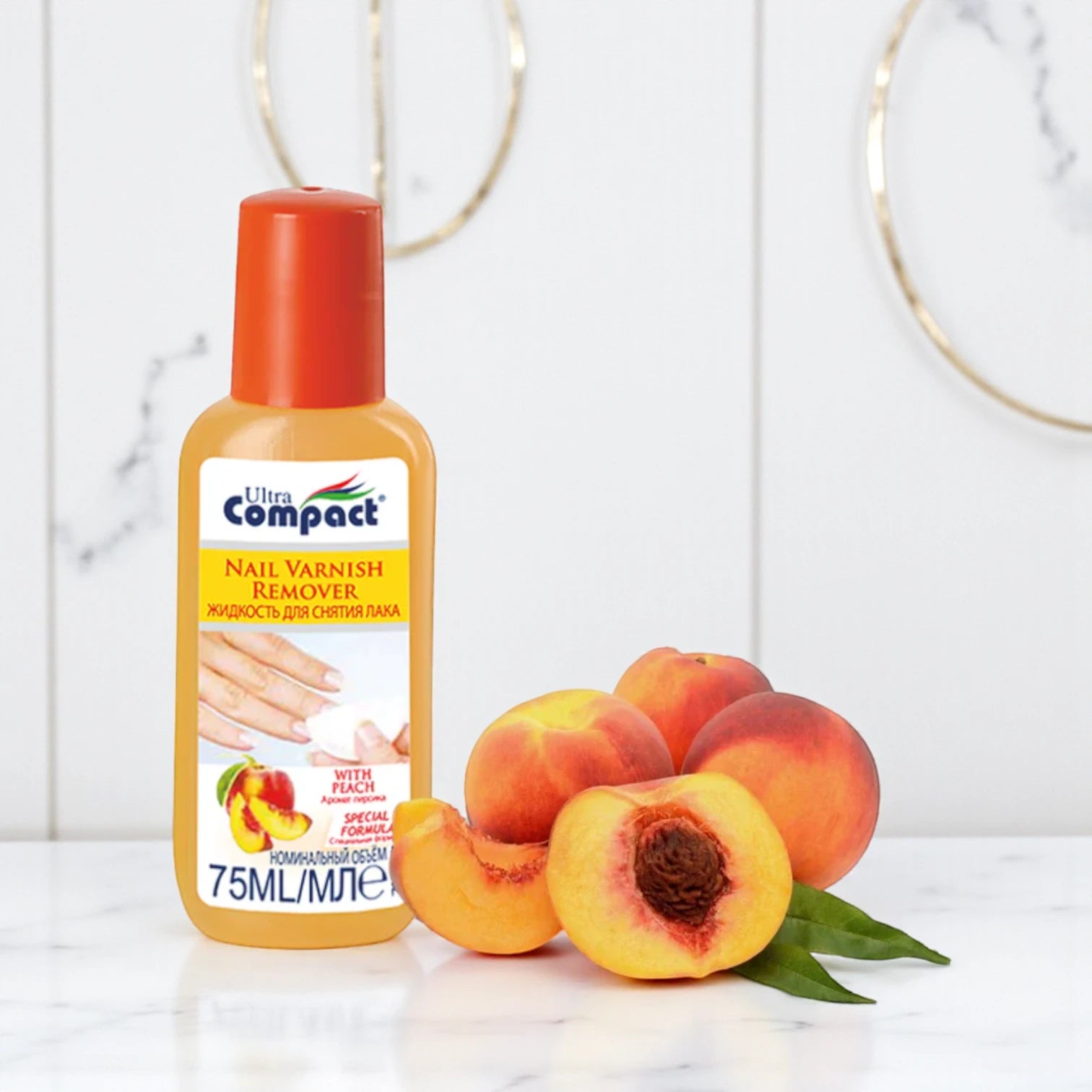 Ultra Compact Peach Scented Nail Polish Remover – 75ML Gentle & Effective Varnish Remover with Sweet Fruity Fragrance - Damoo