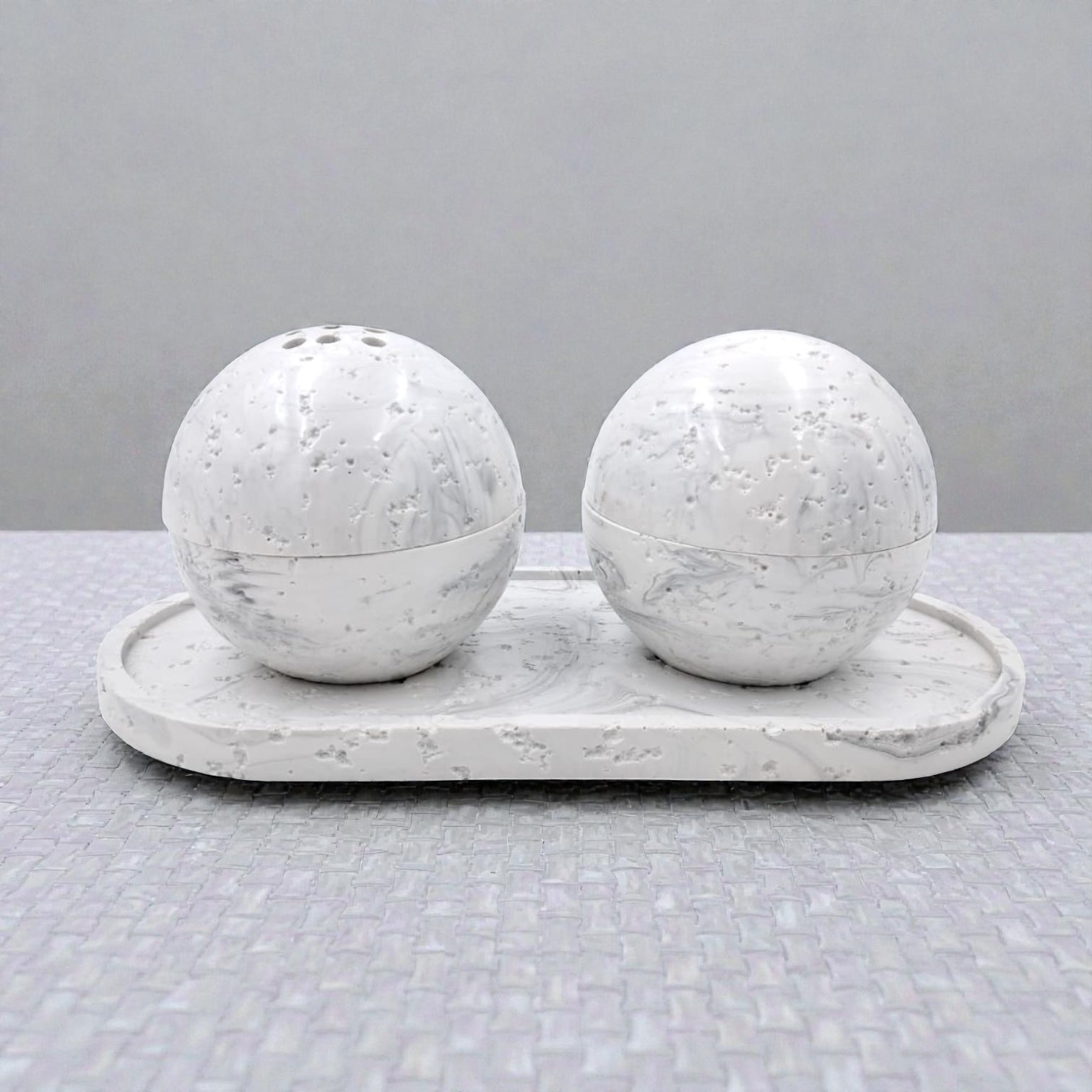 Modern Marble-Style Incense Burner Set with Tray & Storage Box – White Decorative Bakhoor Burner for Home, Majlis & Prayer Space (Burner: 9.5H x 10L × 10W CM) - Damoo