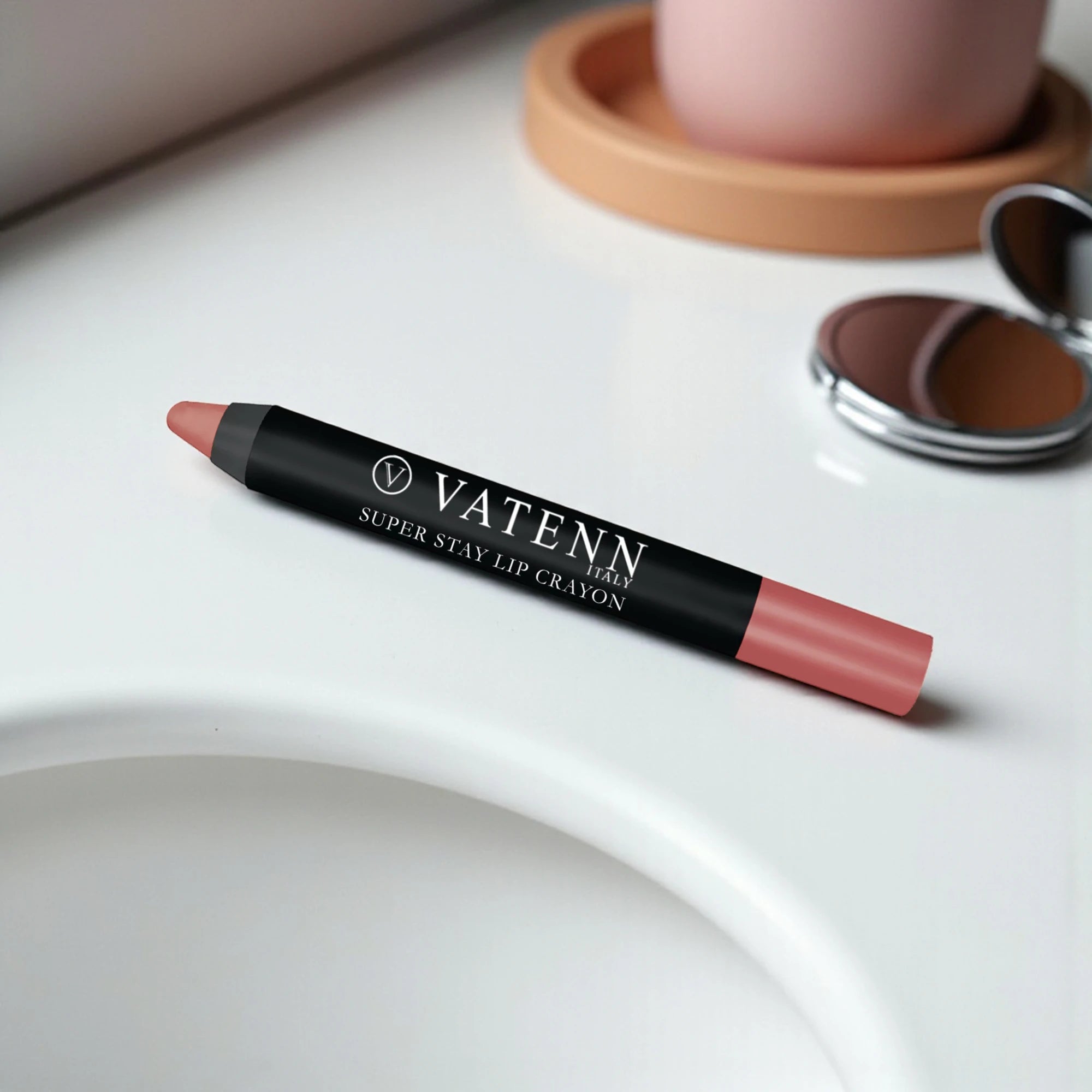 Vatenn Italy Super Stay Lip Crayon Lipstick 417 – 18H Long-Lasting Matte Finish, Waterproof, Smudge-Proof, Non-Drying Creamy Formula with Vitamin E & Honey Nectar - Damoo