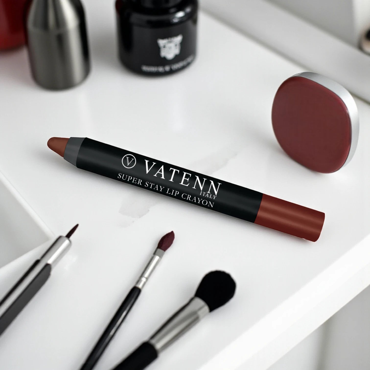 Vatenn Italy Super Stay Lip Crayon Lipstick 428 – 18H Waterproof Matte, Non-Drying Creamy Lip Color with Vitamin E & Honey Nectar - Damoo