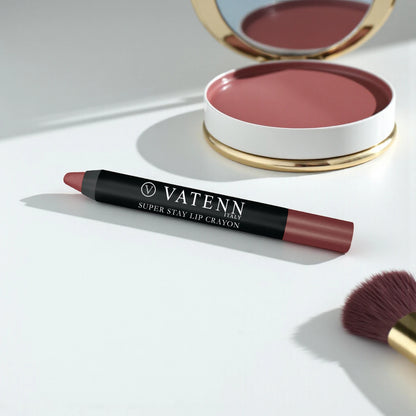Vatenn Italy Super Stay Lip Crayon Lipstick 453 – 18H Waterproof Matte, Non-Drying Creamy Lip Color with Vitamin E & Honey Nectar - Damoo