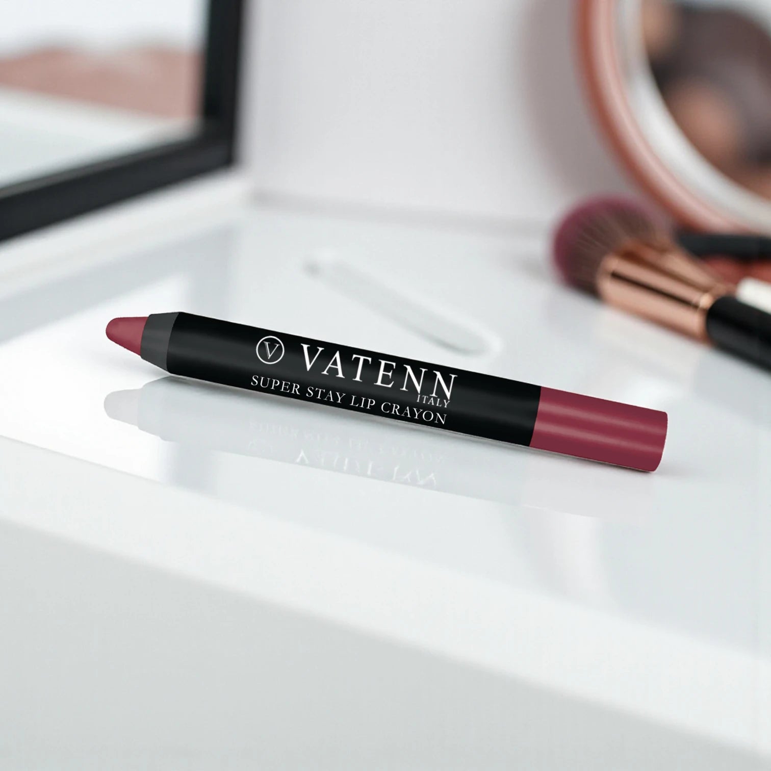 Vatenn Italy Super Stay Lip Crayon Lipstick 458 – 18H Waterproof Matte, Non-Drying Creamy Lip Color with Vitamin E & Honey Nectar - Damoo