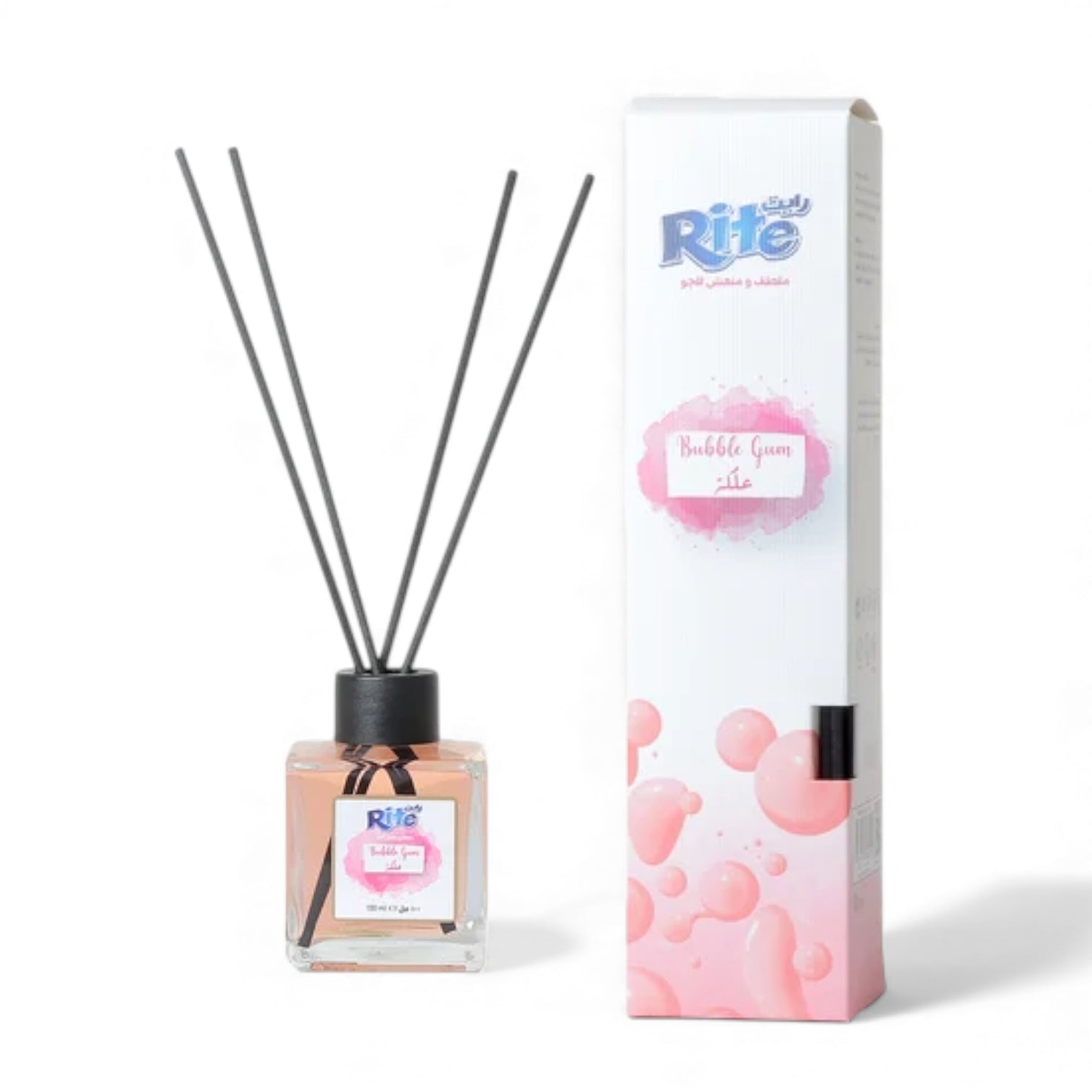 Rite Bubble Gum Reed Diffuser – Sweet & Refreshing Home Fragrance in Decorative Glass Bottle – 100ml Room Freshener - Damoo