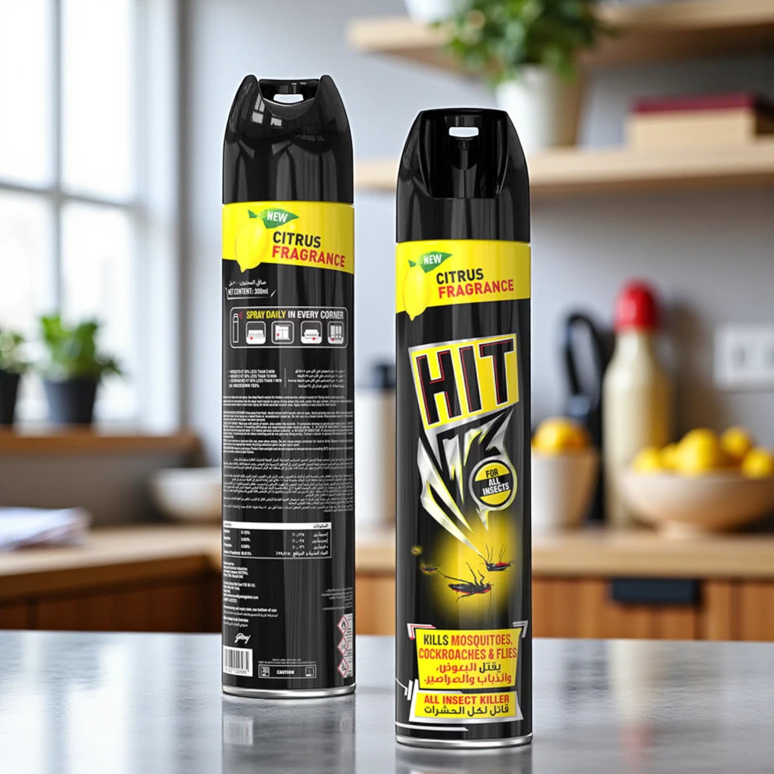 HIT All Insect Killer Spray with Citrus Fragrance – 300ml | Kills Mosquitoes, Cockroaches & Flies Instantly | Fresh Citrus Scent, Household Insect Control - Damoo