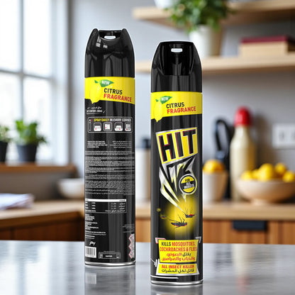 HIT All Insect Killer Spray with Citrus Fragrance – 300ml | Kills Mosquitoes, Cockroaches & Flies Instantly | Fresh Citrus Scent, Household Insect Control - Damoo