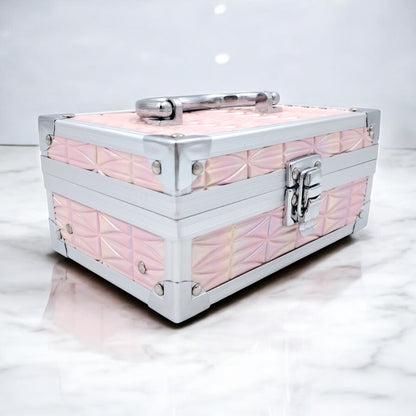 Premium Aluminum Jewelry Storage Box with Mirror & Removable Velvet Organizer – Compact Makeup & Accessories Case (H14cm x W13cm x L18cm) - Damoo