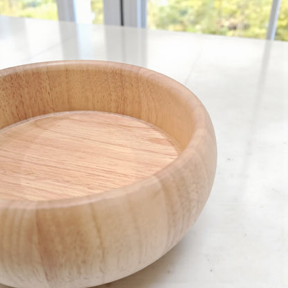 Round Wooden Bowl – Natural Cream Finish Decorative Tray | Handcrafted Wood Organizer for Living Room, Dining Table & Home Décor - Damoo