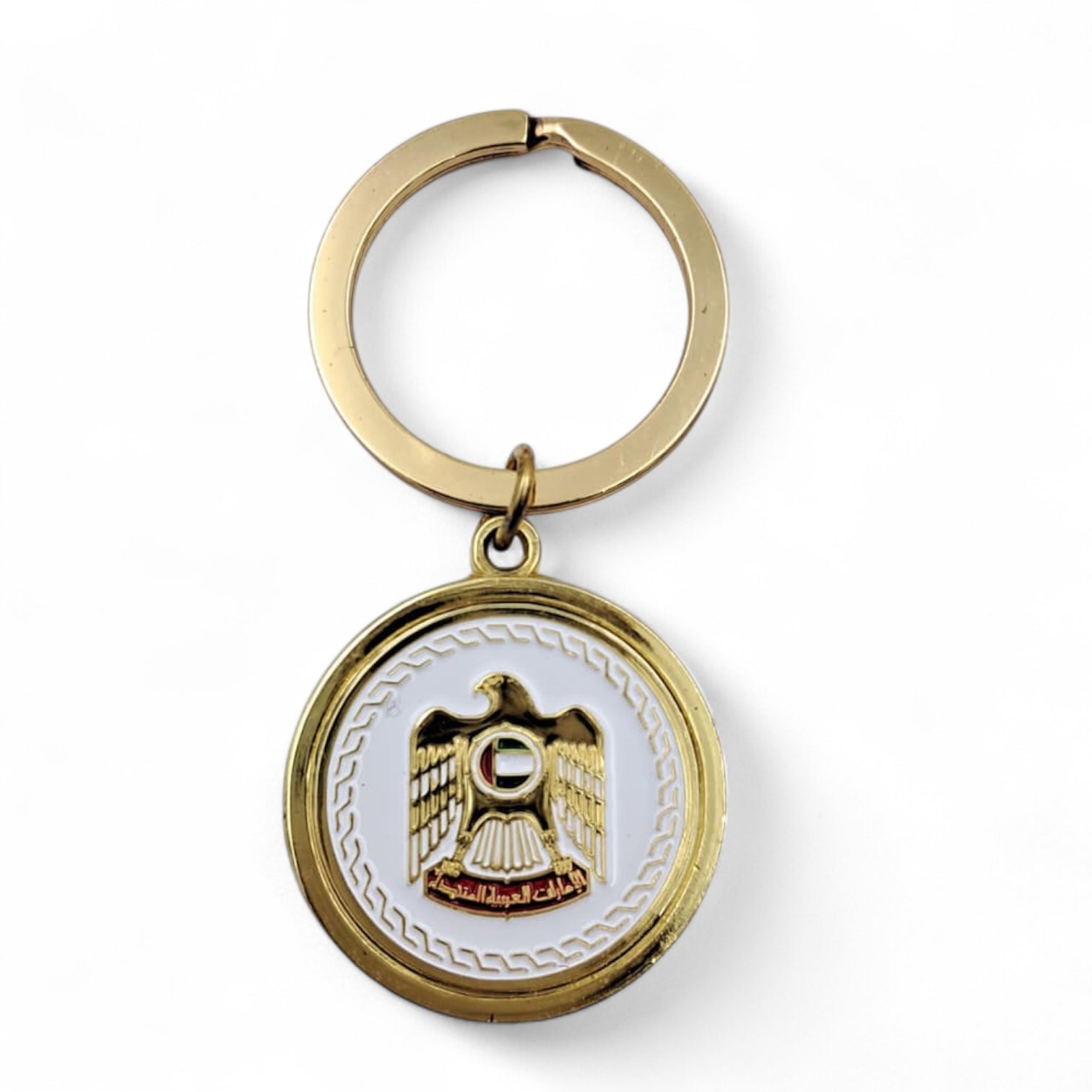 UAE Emblem Double-Sided Gold Keychain – Premium Metal Souvenir with National Eagle Logo & Arabic Calligraphy Design – Elegant Collectible Gift for UAE National Day & Everyday Use (H6.5cm x W3cm) - Damoo