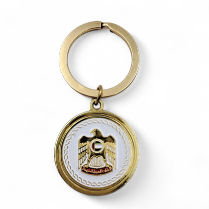 UAE Emblem Double-Sided Gold Keychain – Premium Metal Souvenir with National Eagle Logo & Arabic Calligraphy Design – Elegant Collectible Gift for UAE National Day & Everyday Use (H6.5cm x W3cm) - Damoo