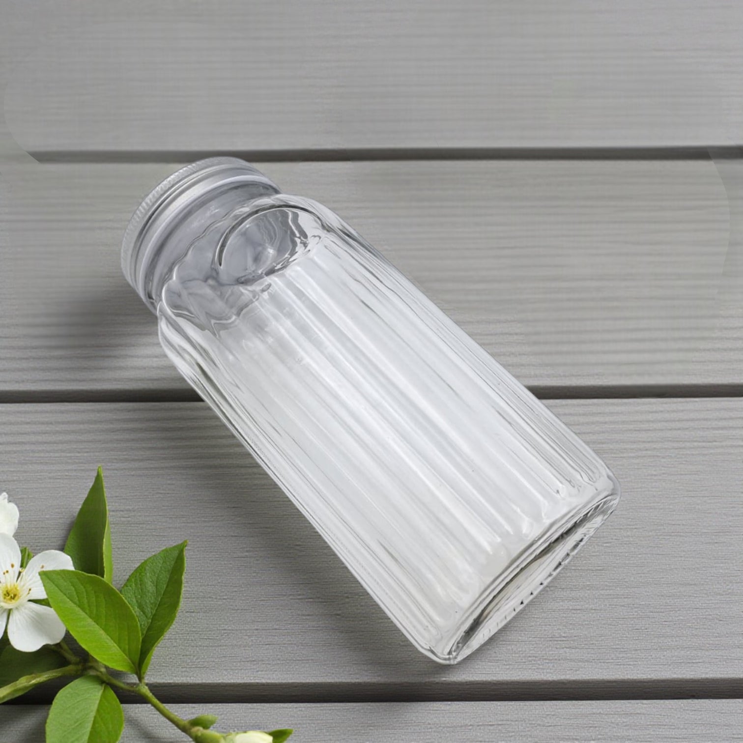 Lord & Lady Glass Jar 500ml with Stainless Steel Lid | Elegant Cut Design Storage Jar for Kitchen, Pantry & Coffee Station | Transparent Food Container for Spices, Grains & Snacks