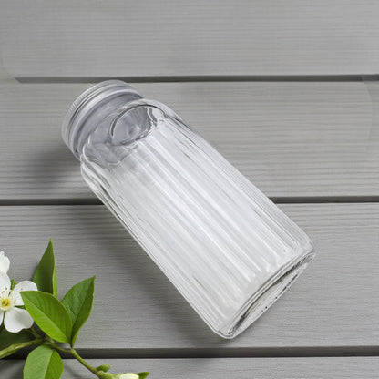Lord & Lady Glass Jar 500ml with Stainless Steel Lid | Elegant Cut Design Storage Jar for Kitchen, Pantry & Coffee Station | Transparent Food Container for Spices, Grains & Snacks