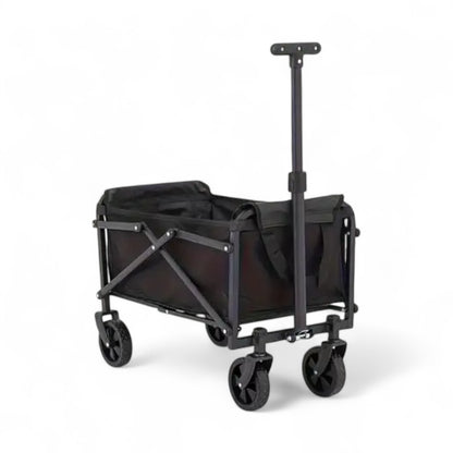Foldable Utility Wagon Cart with Adjustable Handle – Heavy-Duty Collapsible Outdoor Trolley with Large Wheels for Camping, Picnic, Beach, Garden & Shopping – Portable Storage Wagon Black - Damoo