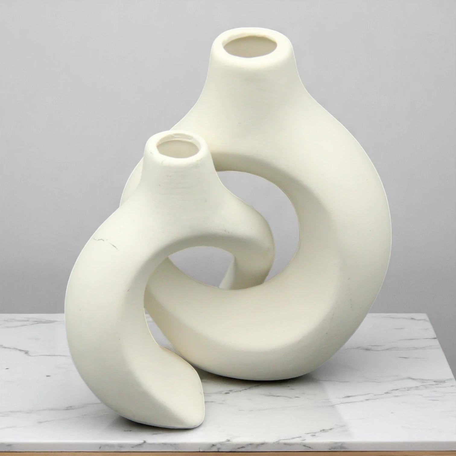 Abstract Ceramic Vase Set with White Lily | Nordic Minimalist Home Decor - Damoo