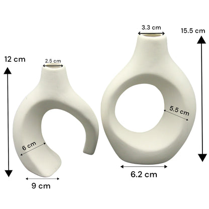 Abstract Ceramic Vase Set with White Lily | Nordic Minimalist Home Decor - Damoo