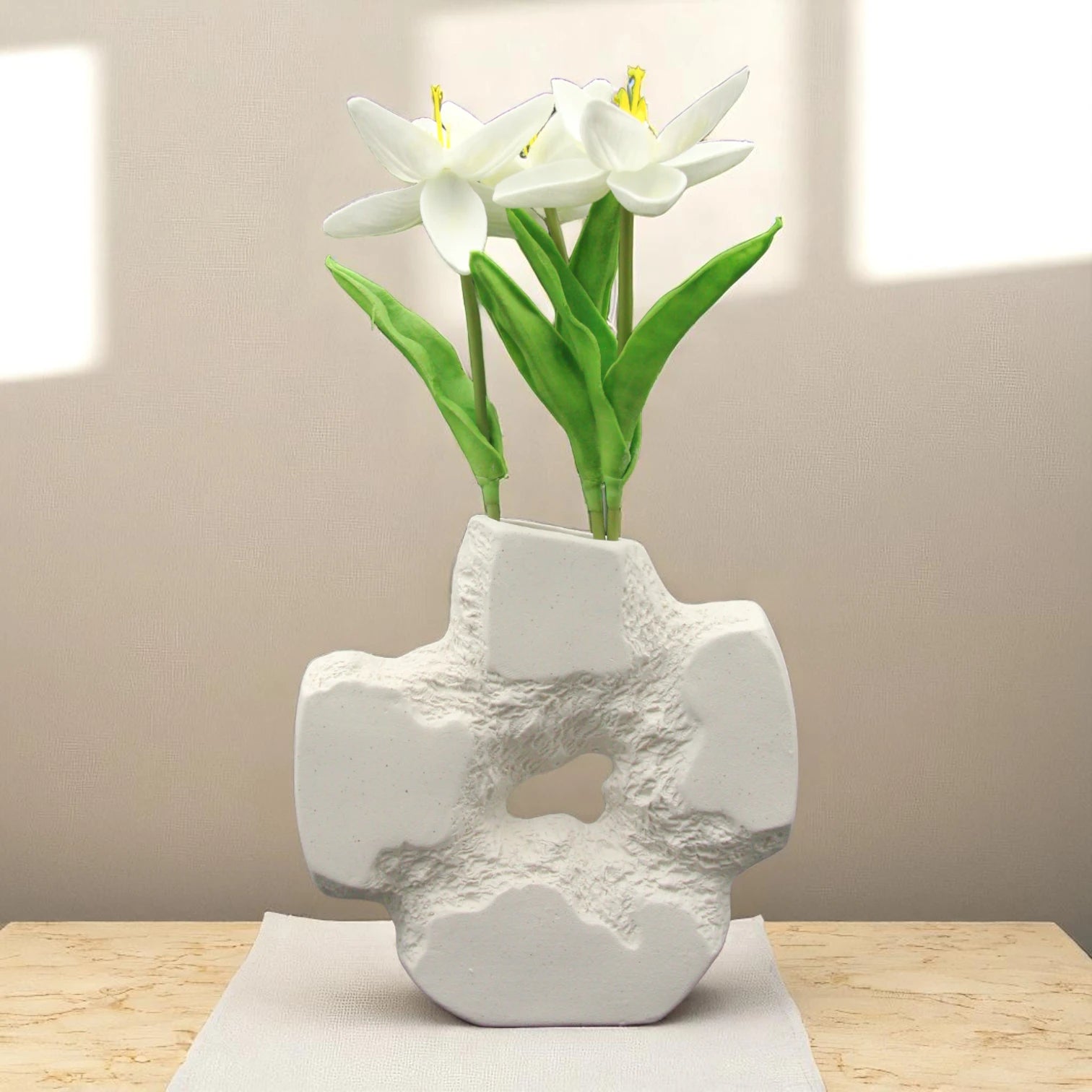 Abstract Textured Ceramic Vase – Modern Sculptural Home Decor Accent for Living Room, Shelf, or Office - Damoo