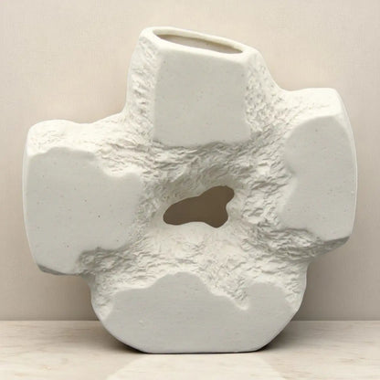 Abstract Textured Ceramic Vase – Modern Sculptural Home Decor Accent for Living Room, Shelf, or Office - Damoo