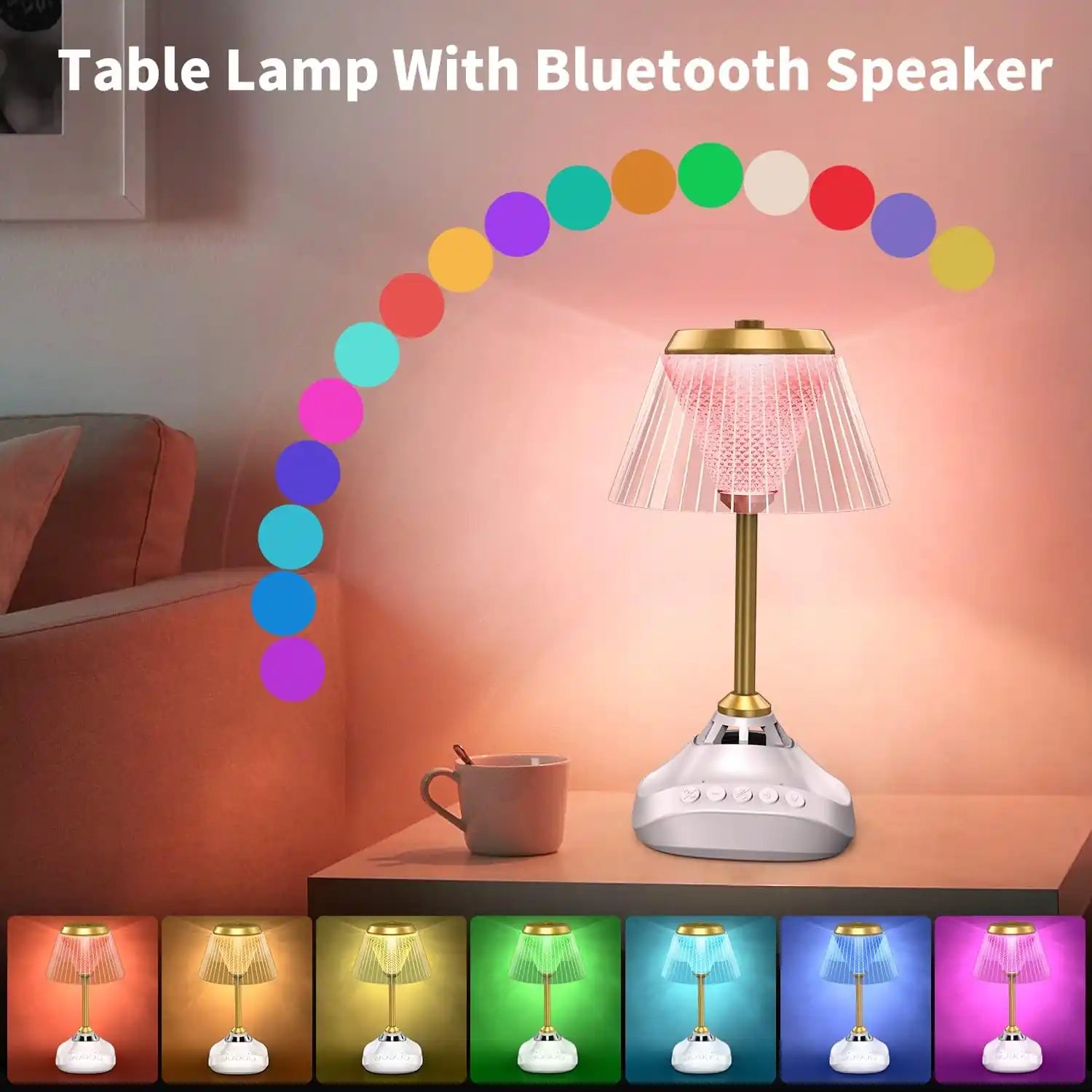 ACHAS Quran Speaker Desk Lamp – 16 Color LED Touch Light with Bluetooth, Remote Control, Dimmable Modes, Islamic Recitations, Night Light Table Lamp for Bedroom, Kids, Gifts - Damoo