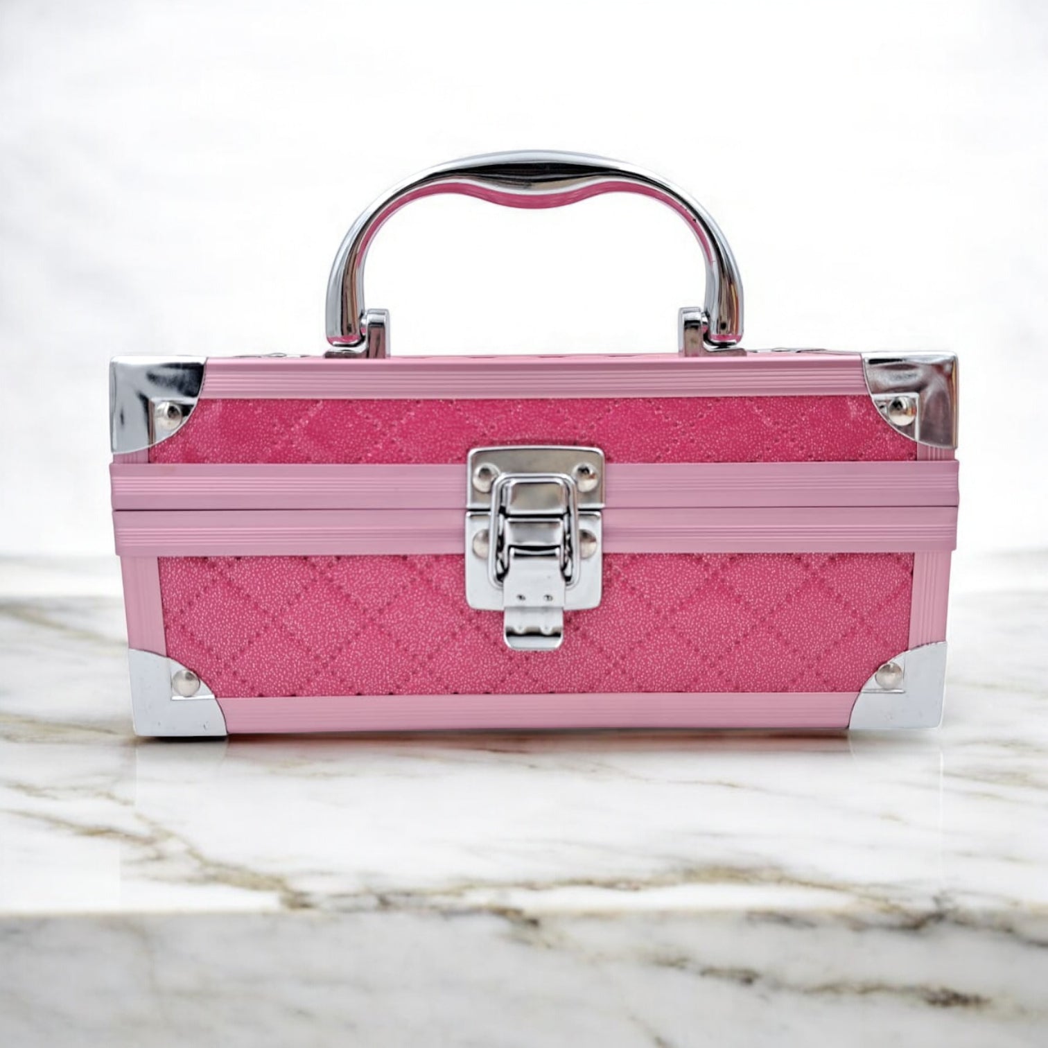 Premium Aluminum Jewelry Storage Box with Mirror & Removable Velvet Organizer – Compact Makeup & Accessories Case (H14cm x W13cm x L18cm) - Damoo