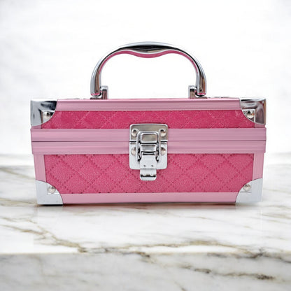 Premium Aluminum Jewelry Storage Box with Mirror & Removable Velvet Organizer – Compact Makeup & Accessories Case (H14cm x W13cm x L18cm) - Damoo