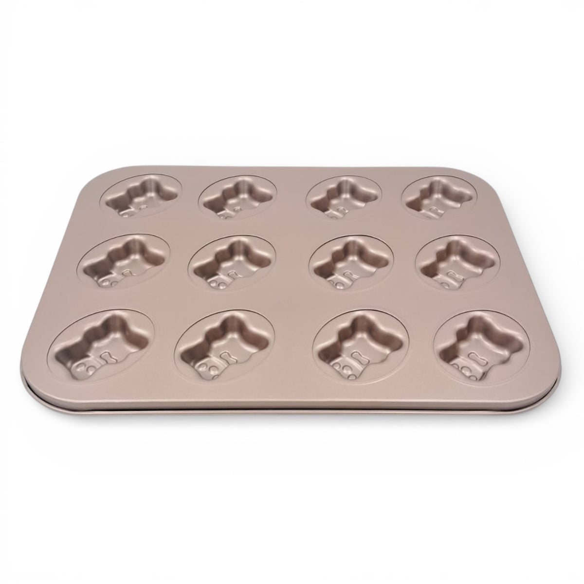 12-Cup Carbon Steel Non-Stick Bear Shape Cake & Muffin Baking Pan – Cute Animal Mold Tray (2.5H x 35L x 26.5W CM) - Damoo