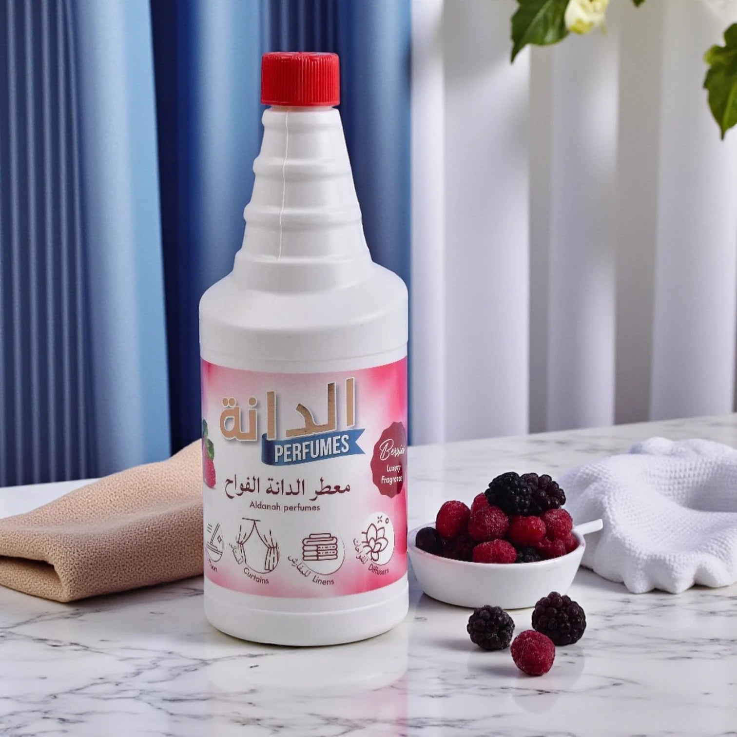 Al Danah Cleaner & Freshener – Berries Scent, 1000ML | Multi-Purpose Floor & Fabric Freshener, Diffuser Compatible, Fruity Long-Lasting Aroma - Damoo