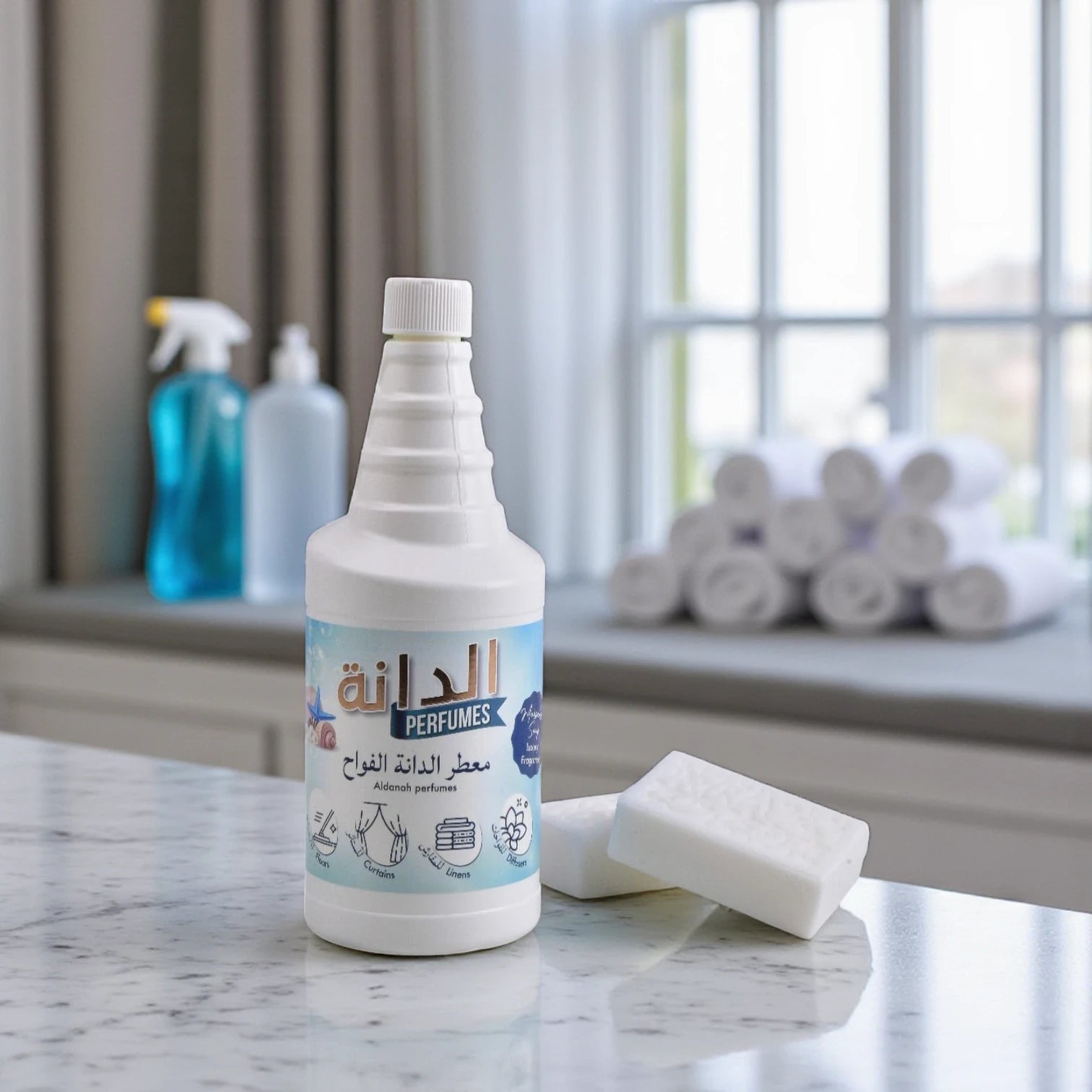 Al Danah Cleaner & Freshener – Marseille Soap, 1000ML | Multi-Purpose Floor & Fabric Freshener with Classic Clean Scent, Diffuser Compatible - Damoo