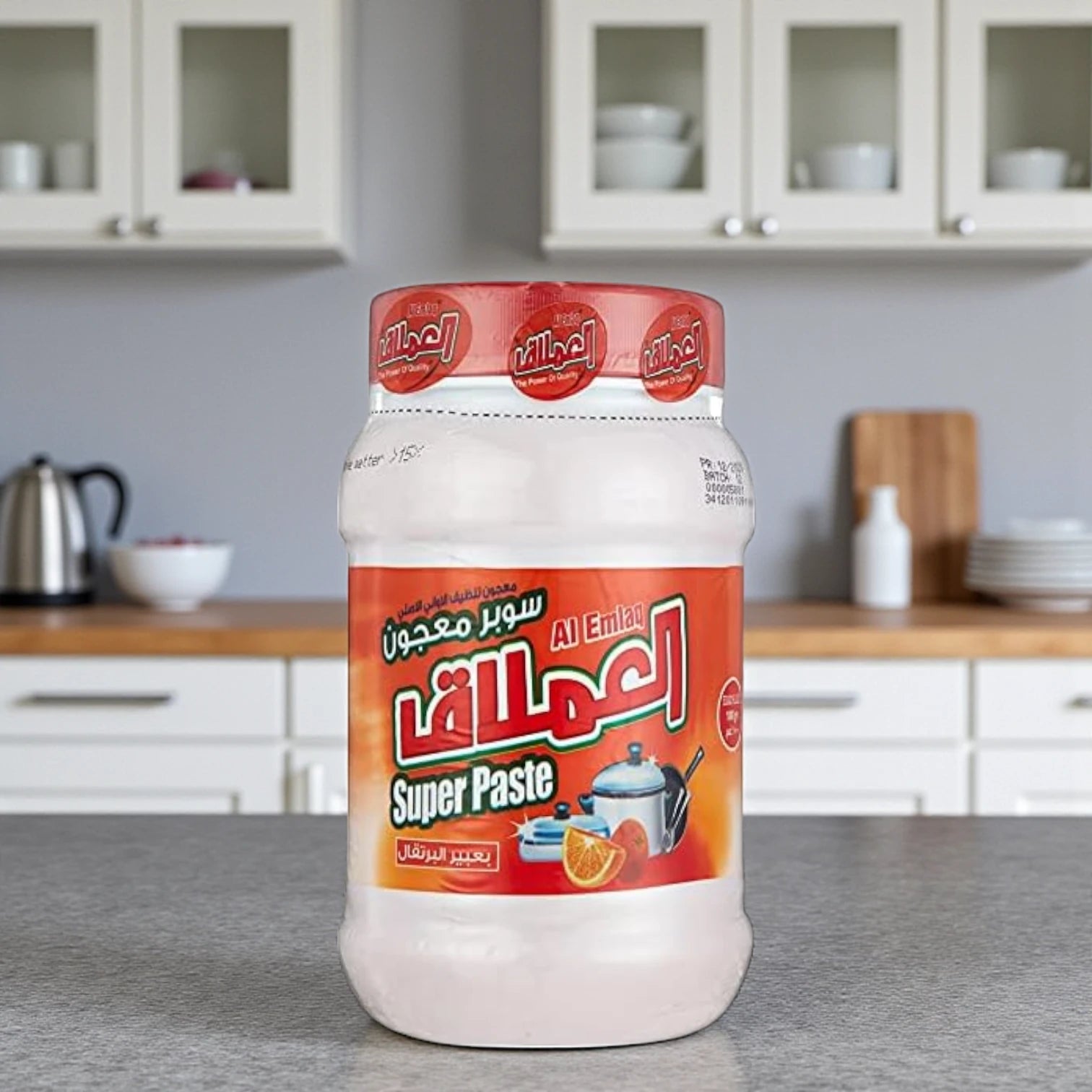 Al Emlaq Super Dishwashing Paste – 1 KG – Long-Lasting Citrus Orange Scent – Heavy-Duty Grease Remover – Thick Paste Formula for Spotless Dishes - Damoo