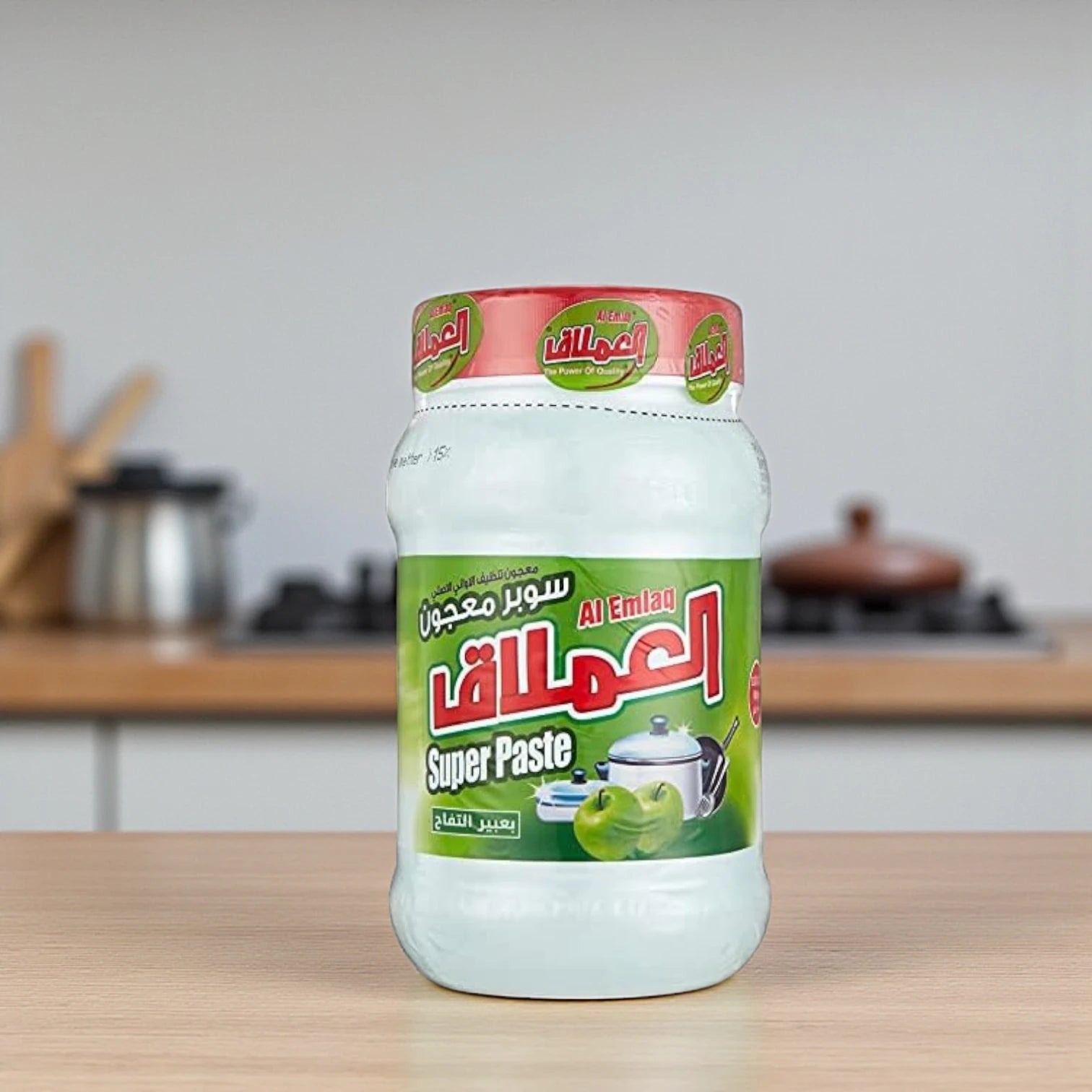 Al Emlaq Super Dishwashing Paste – 1 KG – Refreshing Green Apple Scent – Heavy-Duty Grease Remover – Thick Paste Formula for Deep Dish Cleaning - Damoo