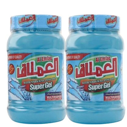 Al Emlaq Super Gel Multipurpose Cleaner with Natural Pine Oil – 1 KG Each – Summer Time Fresh Scent – Twin Pack (2 x 1 KG) for Deep Cleaning - Damoo