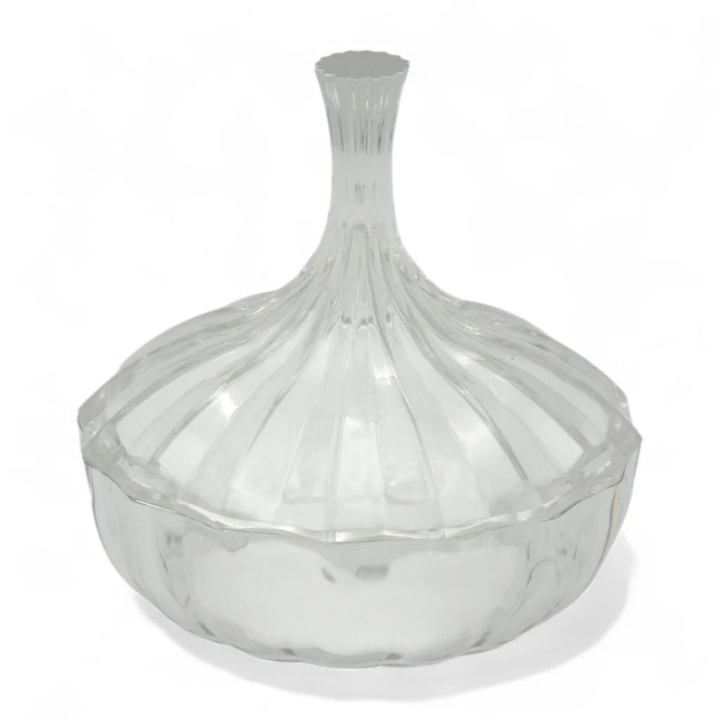 AL Fursan Clear Glass Serving Dish with Lid – Ø 12 cm Elegant Round Tableware for Snacks, Sweets, Dates & Dry Food | Food-Safe Decorative Bowl for Home, Parties & Gifting - Damoo
