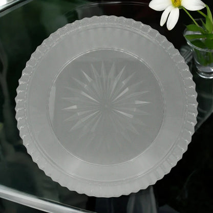 AL Fursan Elegant Acrylic Serving Dish with Lid – 34.5 cm Round Tray with Motifs | Shatter-Resistant, Food-Safe Tableware for Stylish Serving - Damoo