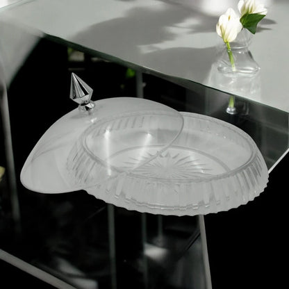 AL Fursan Elegant Acrylic Serving Dish with Lid – 34.5 cm Round Tray with Motifs | Shatter-Resistant, Food-Safe Tableware for Stylish Serving - Damoo