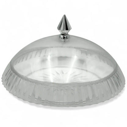 AL Fursan Elegant Acrylic Serving Dish with Lid – 34.5 cm Round Tray with Motifs | Shatter-Resistant, Food-Safe Tableware for Stylish Serving - Damoo
