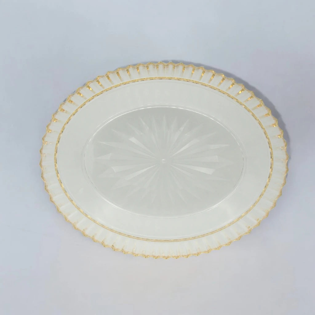 AL Fursan Elegant Acrylic Serving Dish with Lid – 34 x 27 cm Oval Tray with Motifs | Shatter-Resistant, Food-Safe Tableware for Stylish Serving - Damoo